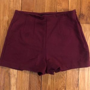 Forever 21 High Waisted Maroon Mini Party Shorts